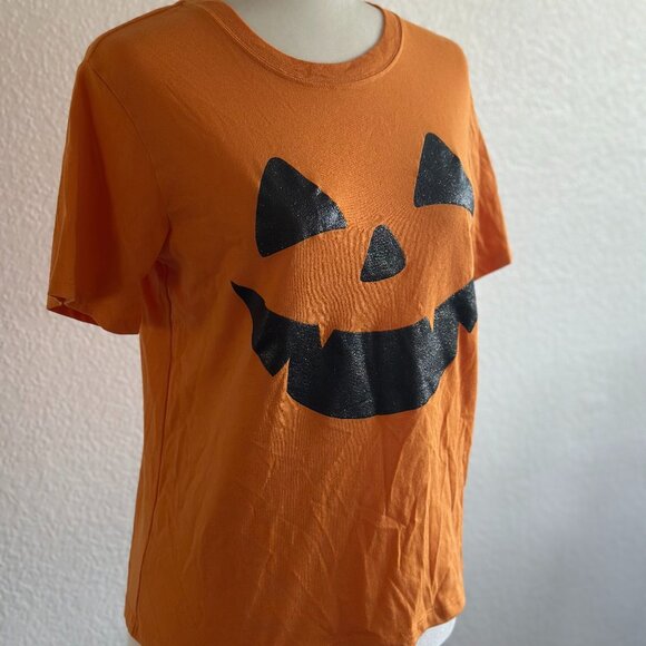 Zoe+Liv Jack O'Lantern Glitter Face Halloween T-Shirt Orange - Medium - Picture 2 of 5